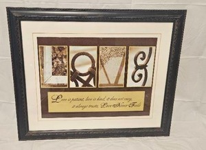 lot 113 image: LOVE Alphabet Photography Framed Wall Art with Scripture Quote&nbsp