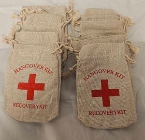 lot 136 image: Hangover Kit Recovery Drawstring Muslin Bags Set&nbsp