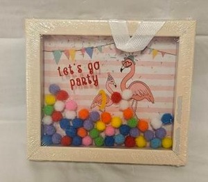 lot 139 image: Flamingo Party Pom Pom Shadow Box Wall Decor&nbsp