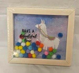 lot 140 image: Llama Pom Pom Shadow Box Wall Decor&nbsp