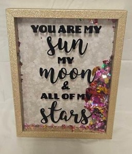 lot 143 image: You Are My Sun Moon and Stars Glitter Shadow Box Frame