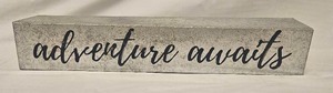 lot 145 image: Adventure Awaits Galvanized Metal Box Sign