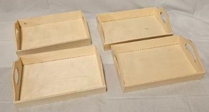 lot 160 image: Unfinished Wood Trays with Handles - Set of 4&nbsp
