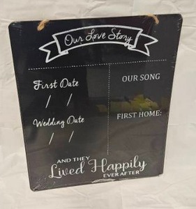 lot 170 image: Our Love Story Chalkboard Style Hanging Wall Sign&nbsp