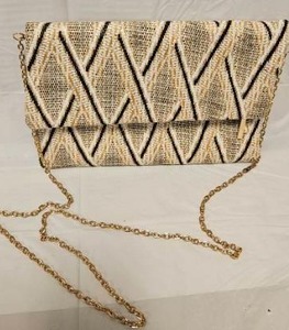 lot 188 image: Woven Diamond Pattern Clutch Crossbody Bag with Gold Chain Strap&nbsp
