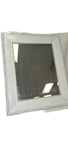 lot 190 image: Rustic White Distressed Wood Framed Wall Mirror
