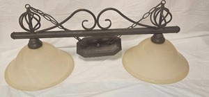 lot 197 image: 2-Light Wrought Iron Billiard Pool Table Pendant Light Fixture&nbsp
