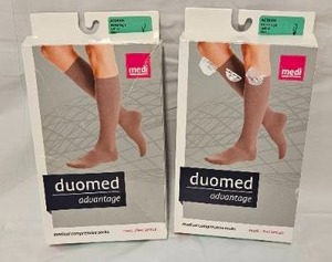 lot 204 image: Medi Duomed Advantage Calf Compression Socks Black Size Large 20-30 mmHg - 2 Pack - Retail $136