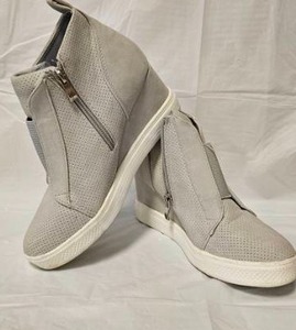 lot 205 image: Gucci Gray Perforated Suede Wedge Sneakers&nbsp