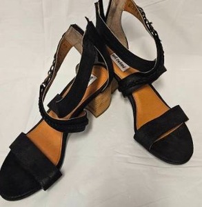 lot 210 image: Not Rated Black Block Heel Sandals with Chain Detail&nbsp