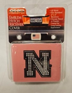 lot 221 image: Nebraska Cornhuskers Pink Bling Emblem Hitch Receiver Cover&nbsp