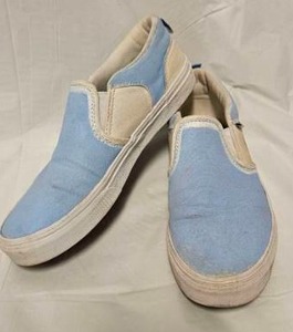 lot 225 image: Vans Asher Slip-On Sneakers Light Blue Canvas Youth Size 6