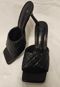 lot 231 image: Wild Diva Lounge Black Quilted Stiletto Mule Heels Size 9&nbsp