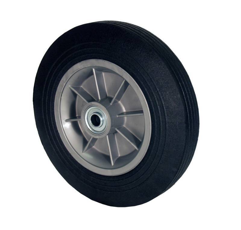 lot 1073 image: RWM Casters SN2 Hand Truck Wheel with Solid Rubber Tire and Polypropylene Hub, 8 Diameter, 2 Width, 58 Axle Hole Diameter, 440 lb. Capacity