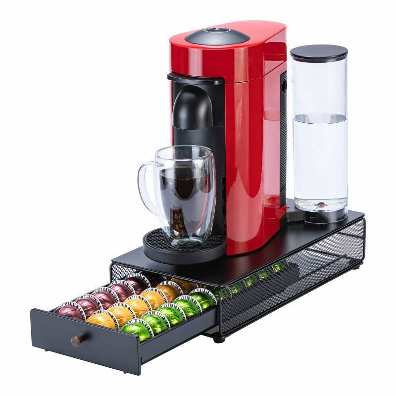lot 1147 image: Flagship for Nespresso Pod Organizer Vertuo Pod Holder Coffee Pod Drawer Coffee Bar Design Black Metal(30 Pods Capacity) - Retail $28