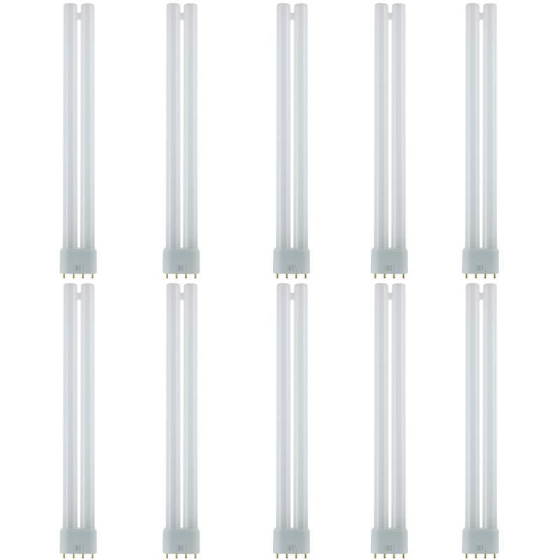 lot 1148 image: Sunlite FT24DL835 Plug-in Twin Tube Compact Fluorescent Lamp, FT 4-Pin, 24 Watts, 1800 Lumens, 3500K Neutral White, 4-Pin (2G11) Base, 120 Volts, 10 Pack - Retail $60
