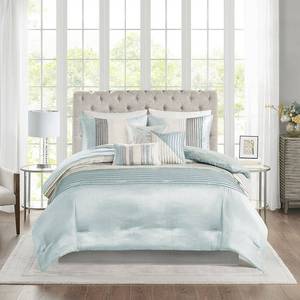 lot 1056 image: Madison Park King Amherst 7-Piece Comforter Set  Aqua - Retail $150