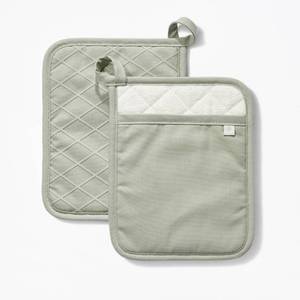 lot 1005 image: 2pk Potholder Sage Green - Figmint Modern Kitchen Textiles, Cotton, Machine Washable, Silicon Gripper, 7.5 Width - Retail $12