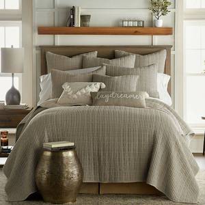 lot 1037 image: Levtex Home - Mills Waffle - TwinTwin XL Quilt Set - Taupe Cotton Waffle - Quilt Size (68 x 86in.)  Sham Size (26 x 20in.) - Retail $275