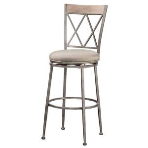lot 1069 image: Stewart Metal Bar Height Swivel Stool Aged Pewter - Hillsdale Furniture - Retail $499