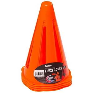 lot 1160 image: Franklin Sports MLS Flexi Cones - 4ct Polyethylene Field Equipment for Soccer, Baseball - Retail $12