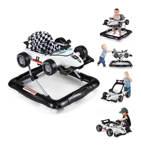 lot 3094 image: HONEY JOY Baby Walker, 4-in-1 Foldable Infant Activity Push Walker, Toddler Car Walker with Adjustable Heights, Music, Lights, Padded Seat, Baby Walker with Wheels for Boys Girls 6-18 Months (White) - Retail $60
