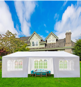 10x30 Outdoor Canopy Tent for Parties, Waterproof Party Tent with 7 Removable Sidewalls & Windows, Heavy Duty Outdoor Canopy for Wedding, Backyard Events & Commercial Use, White (stock photo may not be exact) - Retail: $121