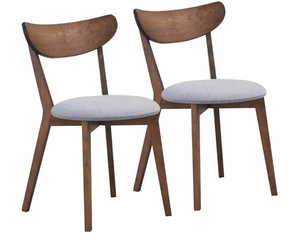 lot 3487 image: COSTWAY Dining Chairs Set of 2, Mid-Century Modern Kitchen & Dining Chairs with Curved Back and Cushioned Seat, Walnut Finished Wood Living Room Side Chairs for Kitchen, Dining Room, Bistro - Retail $90