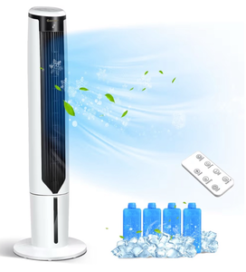 lot 3496 image: COSTWAY Evaporative Air Cooler, 41-inch Portable Oscillating Air Cooler with Remote, 3 Modes, 3 Speeds, LED Display, 9H Timer Auto-off, Quiet Standing Bladeless Tower Fan for Bedroom Home Office - Retail $116