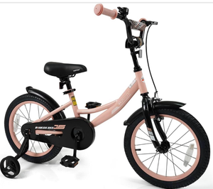 lot 3498 image: COSTWAY Kids Bike, 12 14 16 18 Inch Toddler Bicycle with Removable Training Wheels, Dual Brakes, Adjustable Seat & Handlebar Height, Girls & Boys Bikes for 3-8 Years Old - Retail $90
