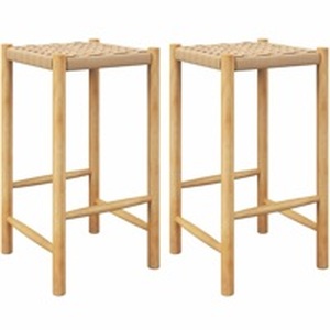 lot 3669 image: Giantex 26 Counter Height Wood Bar Stools Set of 2, Boho Rattan Barstools, Max Load 330 Lbs, Armless Saddle Kitchen Stools, Backless Wicker Bar Stools for Kitchen Counter Indoor Outdoor - Retail $105