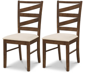 lot 3670 image: Giantex Dining Chairs Set of 2, Kitchen Chairs with Tall Backrests, Linen Fabric Upholstered Seats and Rubber Wood Frames, Farmhouse Style Side Chairs for Dining Room, Living Room, Brown & Beige - Retail $93