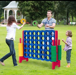 COSTWAY Jumbo 4-to-Score Giant Game Set, 4 in A Row for Kids and Adults, 3.5FT Tall Indoor, Outdoor Set with 42 Jumbo Rings & Quick-Release Slider, Ideal for Holiday Party, Family, Baby Blue - Retail: $120