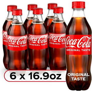 lot 4011 image: Coca-Cola Bottles, 16.9 fl oz, 6 Pack - Retail $10
