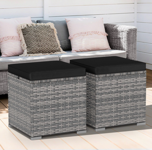 lot 4045 image: Two Pieces Patio Ottoman with Hidden Storage and Cushions - Retail $85