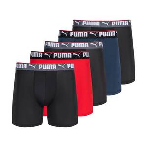lot 4062 image: PUMA Mens 5 Pack Performance Boxer Briefs, NavyRedWhite, Medium - Retail $32