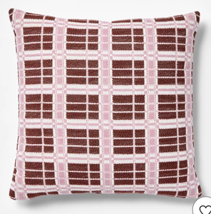 lot 4071 image: Square woven Grid pillow purplecreamrust - Threshold designed with Studio McGee - Retail $22