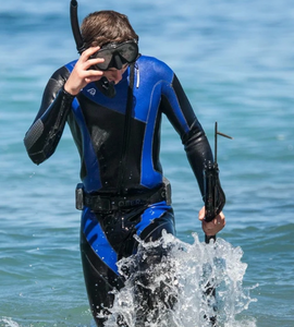 lot 4097 image: 3mm Full Wetsuits for Men, Neoprene One Piece Suits Long Sleeve Surfing Swimming Diving Swimsuits Keep Warm Full Body Diving Suit Back Zip Wet Suits for Scuba, Kayaking, Paddle Boarding, S (stock photo not exact) - Retail $70