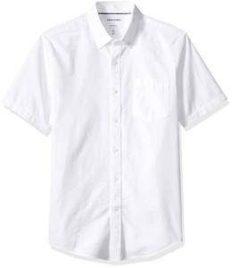 lot 4116 image: Amazon Essentials Mens Short-Sleeve Oxford Shirt with Pocket, White, Large - Retail $23