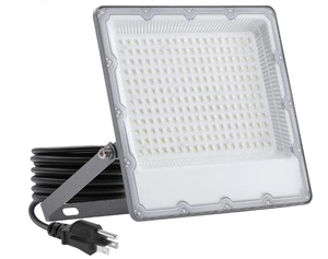 lot 4144 image: WeDo LED Flood Light 200W Equivalent 150W Plug-in Outdoor Spotlight, 6500K Bright Daylight, IP65 Waterproof Security Light for Driveway, Building, Warehouse, Front Yard - Retail $20