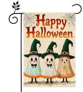 lot 4145 image: Happy Halloween Ghost Yard Flag 12x18 Inch&nbsp