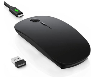 lot 4159 image: TECKNET Bluetooth Wireless Mouse for Laptop, Rechargeable Silent Computer Mouse (Bluetooth 5.23.0 &amp 2.4G), Ultra-Thin, 6-Level Adjustable 4800 DPI Bluetooth Mouse for Mac OS, iPad, Windows, Android&nbsp