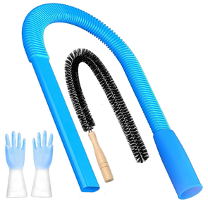 lot 4175 image: 3 Pieces Dryer Vent Cleaner Kit Vacuum Hose With Brush & Gloves Fits for Vacuums Cleaner, Refrigerator Condenser Coils, Tight Spaces Behind Appliances, Deep Cleaning Tools for Clogged Ducts-Blue - Retail $20