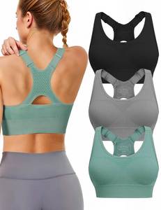 lot 4194 image: Sports Bras for Women High Support Adjustable Strap 3 Pack High Impact Plus Size Supportive Padded Racerback Push up Sport Bra Multipack with Sewn in Pads for Large Bust Workout Running Gym Yoga - Retail $30