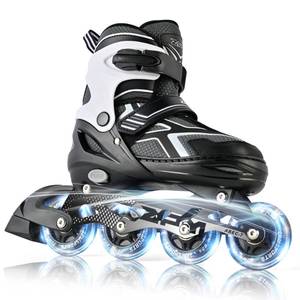 lot 4196 image: 2PM SPORTS Inline Skates for Kids Girls Boys Ages 5-12 with Light Up Wheels, Adjustable Kids Roller Skates Blades for Adults Men Women Beginners Youths Black Large - Retail $60