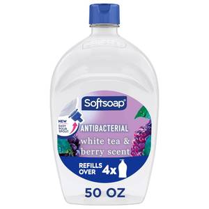 lot 4199 image: Softsoap Antibacterial Liquid Hand Soap, Kitchen and Bathroom Hand Soap, White Tea and Berry Scent, 50 fl oz Refill - Retail $6