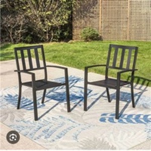 lot 1329 image: Metal Outdoor Patio Dining Chairs with Cushions Set of 2 - Retail $144