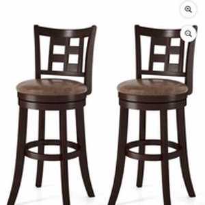 lot 1331 image: Costway Set of 2 Bar Stools 30 Swivel Bar Chairs with Footrest, Lattice Backrest - Retail $160