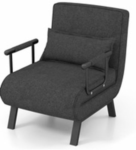 KOMFOTT Convertible Sleeper Chair Bed, 4-in-1 Folding Sofa Bed with 6-Position Adjustable Backrest, Upholstered Chaise Lounge with Removable Pillow, Leisure Recliner Lounge Couch for Home Office - Retail: $170