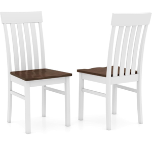 lot 1338 image: Set of 2 Wood Dining Chairs with Slat Back and White &amp Walnut - Retail $120